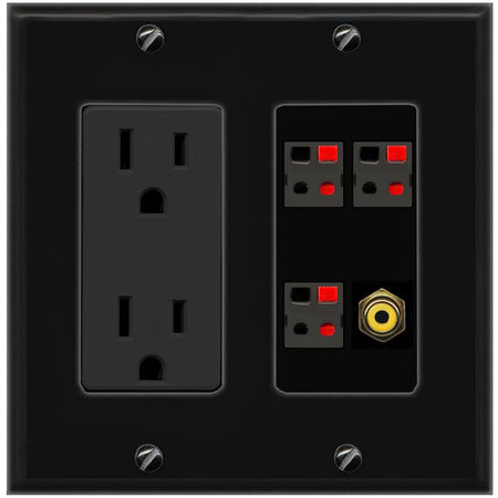 RiteAV 3.1 Speaker Female-Female Wall Plate with 1 x RCA for Subwoofer - Outlet [Black/Black]