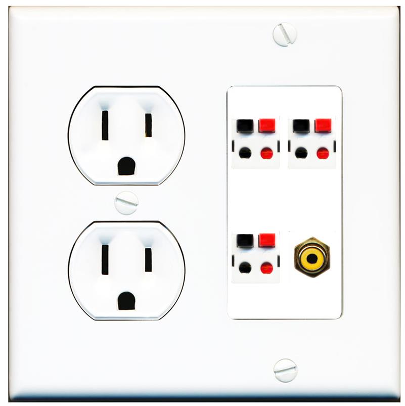 RiteAV 3.1 Speaker Female-Female Wall Plate with 1 x RCA for Subwoofer - Round Outlet [White]