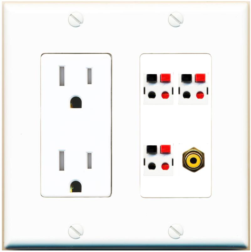 RiteAV 3.1 Speaker Female-Female Wall Plate with 1 x RCA for Subwoofer - Tamper-Res [White]