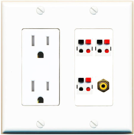 RiteAV 3.1 Speaker Female-Female Wall Plate with 1 x RCA for Subwoofer - Tamper-Res [White]