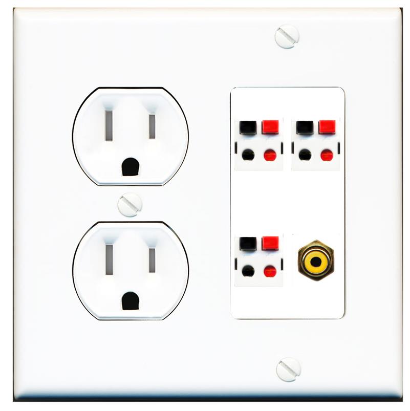 RiteAV 3.1 Speaker Female-Female Wall Plate with 1 x RCA for Subwoofer - Tamper Proof [White]