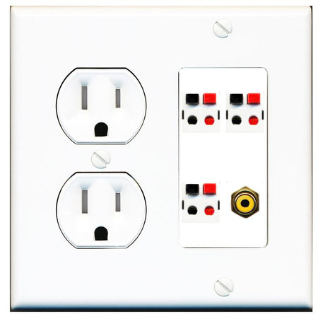 RiteAV 3.1 Speaker Female-Female Wall Plate with 1 x RCA for Subwoofer - Tamper Proof [White]