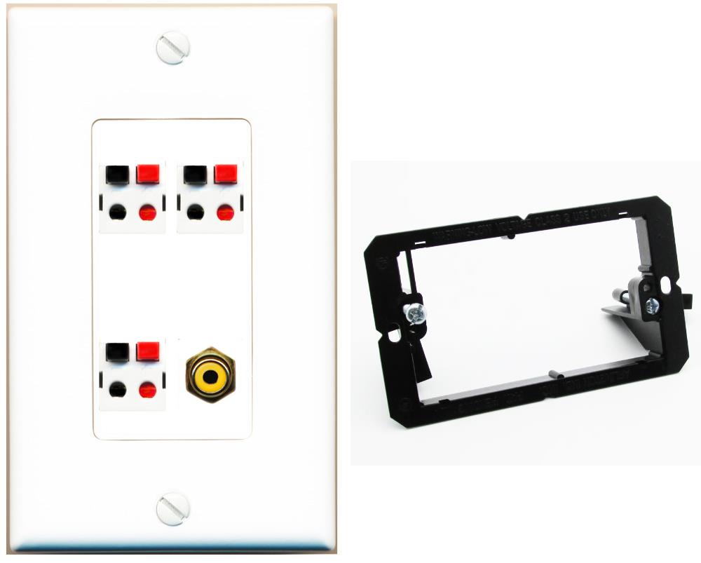 RiteAV 3.1 Speaker Female-Female Wall Plate with 1 x RCA for Subwoofer - Bracket [White]