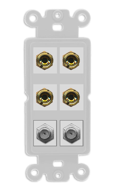 RiteAV 4 Port Banana 2 Speaker Binding Post 2 Coax Wall Plate - Rocker [Gray/Gray]