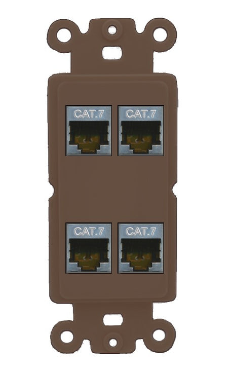 RiteAV 4 Port Cat7 Shielded Ethernet Wall Plate - Rocker [Brown/Brown]