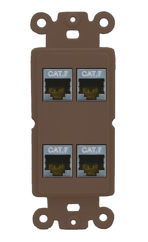 RiteAV 4 Port Cat7 Shielded Ethernet Wall Plate - Rocker [Brown/Brown]