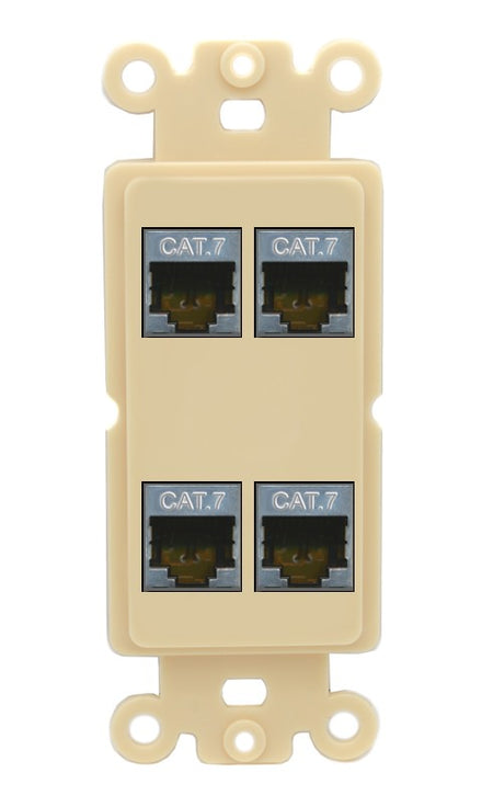 RiteAV 4 Port Cat7 Shielded Ethernet Wall Plate - Rocker [Ivory/Ivory]
