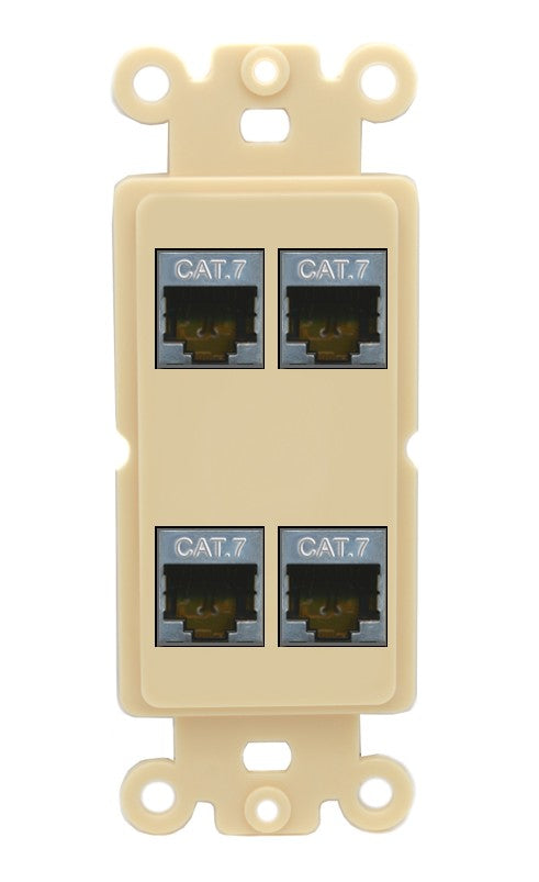 RiteAV 4 Port Cat7 Shielded Ethernet Wall Plate - Rocker [Ivory/Ivory]