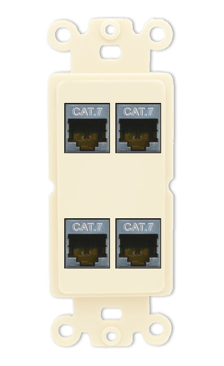 RiteAV 4 Port Cat7 Shielded Ethernet Wall Plate - Rocker [Light-Almond]