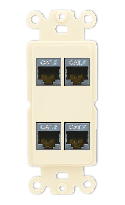 RiteAV 4 Port Cat7 Shielded Ethernet Wall Plate - Rocker [Light-Almond]