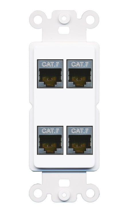 RiteAV 4 Port Cat7 Shielded Ethernet Wall Plate - Rocker [White]