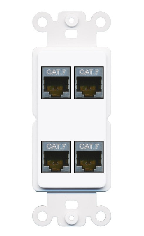 RiteAV 4 Port Cat7 Shielded Ethernet Wall Plate - Rocker [White]
