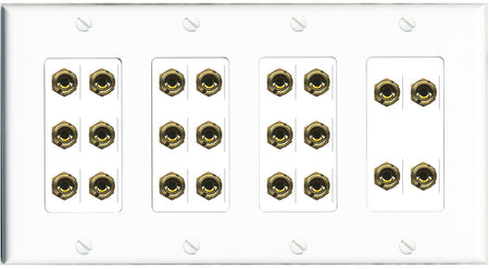 4 Gang 11.0 Surround Sound Speaker 22 Banana Wall Plate Female Connectors - 4 Gang [White]