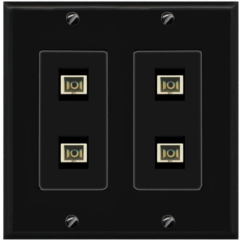 RiteAV 4 Port SC Fiber Optic Simplex Multimode Wall Plate - 2 Gang [Black/Black]