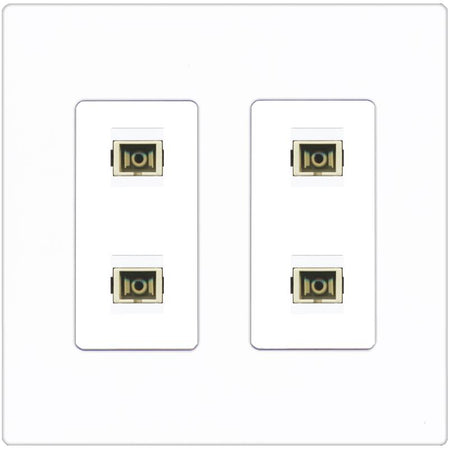 RiteAV 4 Port SC Fiber Optic Simplex Multimode Wall Plate - 2 Gang [Screwless White]