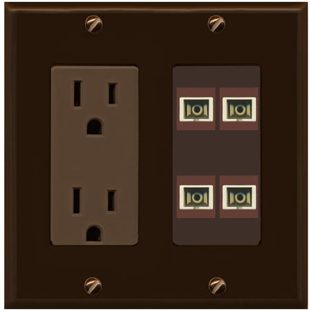 RiteAV 4 Port SC Fiber Optic Simplex Multimode Wall Plate - Outlet [Brown/Brown]