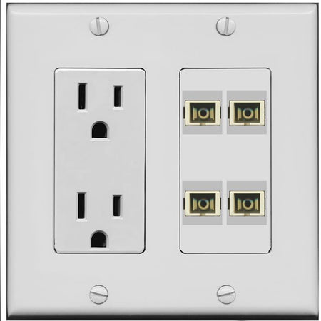 RiteAV 4 Port SC Fiber Optic Simplex Multimode Wall Plate - Outlet [Gray/Gray]