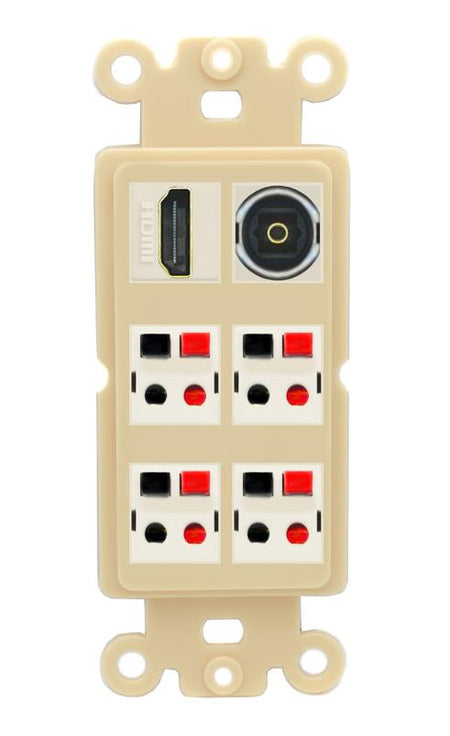 RiteAV 4 Speaker 1 HDMI Toslink Wall Plate - Rocker [Ivory/Ivory]