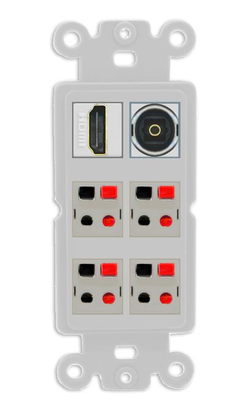 RiteAV 4 Speaker 1 Toslink HDMI Wall Plate - Rocker [Gray/Gray]