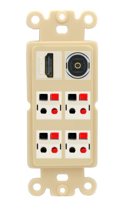 RiteAV 4 Speaker 1 Toslink HDMI Wall Plate - Rocker [Ivory/Ivory]