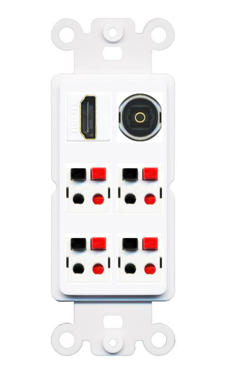 RiteAV 4 Speaker 1 Toslink HDMI Wall Plate - Rocker [White]
