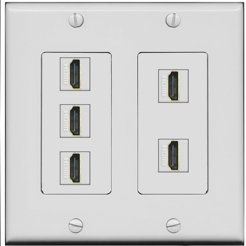 RiteAV 5 Port HDMI Wall Plate - 2 Gang [Gray/Gray]