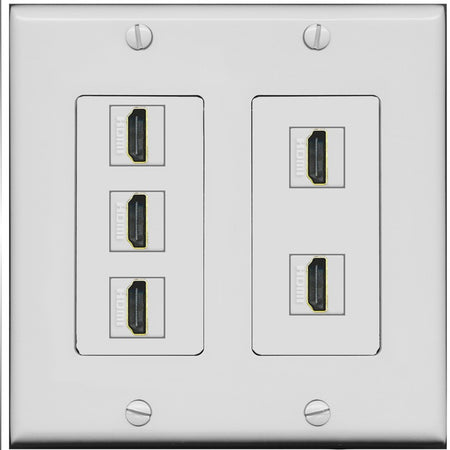 RiteAV 5 Port HDMI Wall Plate - 2 Gang [Gray/Gray]