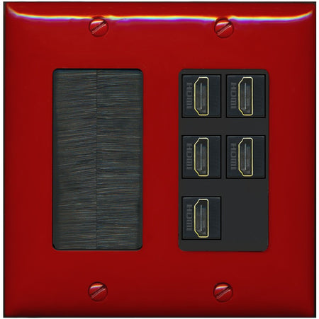 RiteAV 5 Port HDMI Wall Plate - Brush [Red/Black]