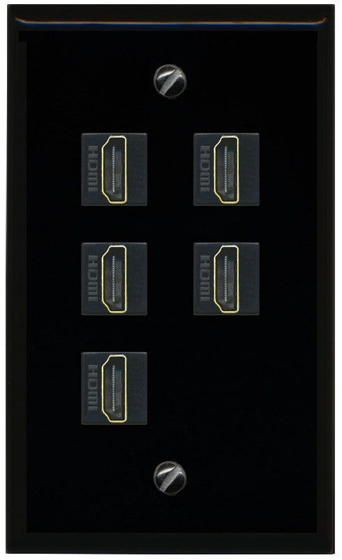 RiteAV 5 Port HDMI Wall Plate - Flat Style [Black/Black]