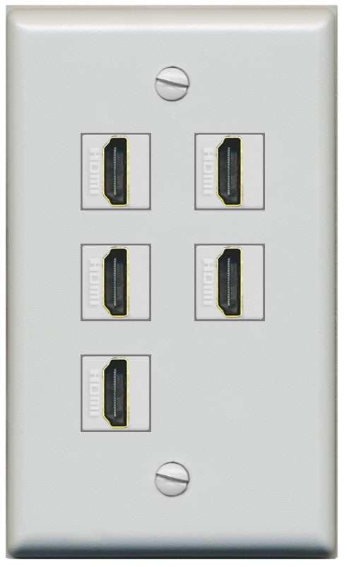 RiteAV 5 Port HDMI Wall Plate - Flat Style [Gray/Gray]