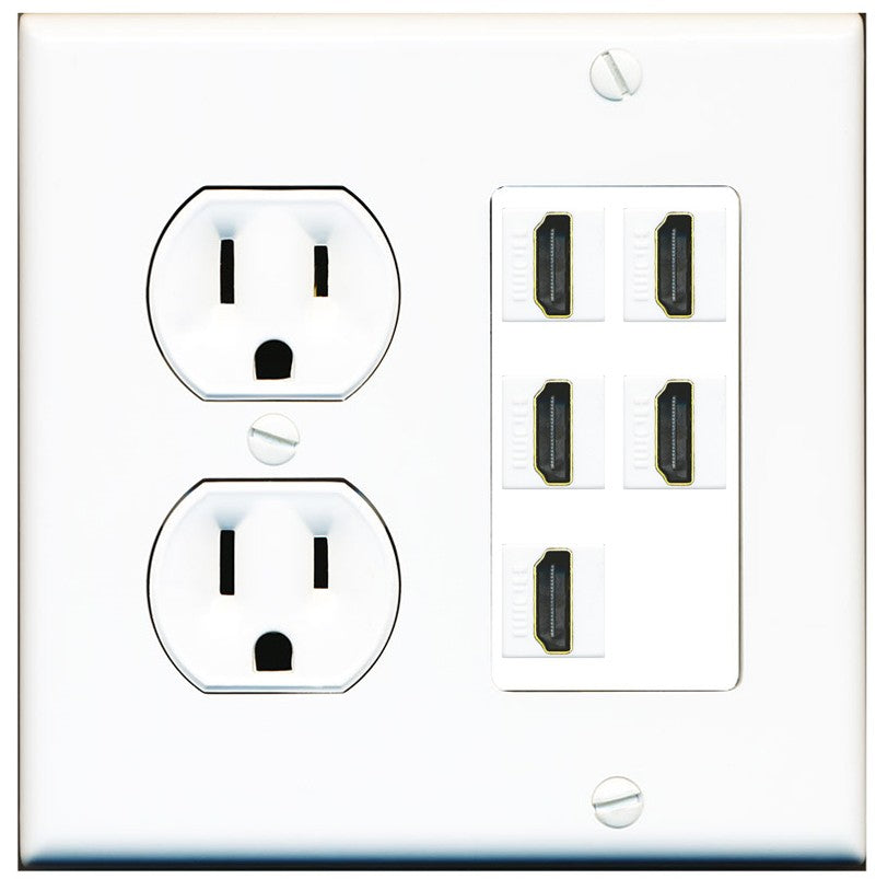 RiteAV 5 Port HDMI Wall Plate - Round Outlet [White]