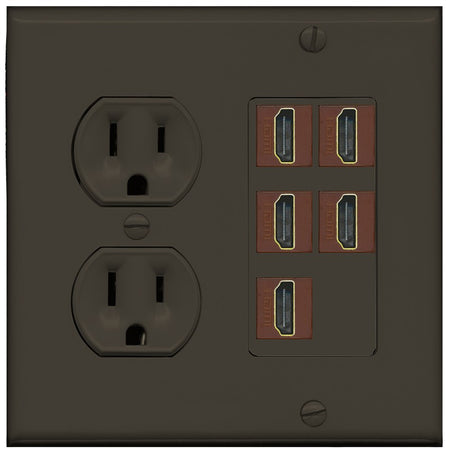 RiteAV 5 Port HDMI Wall Plate - Round Outlet [Brown/Brown]