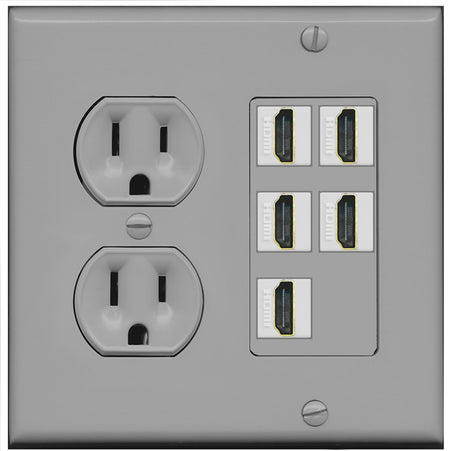 RiteAV 5 Port HDMI Wall Plate - Round Outlet [Gray/Gray]