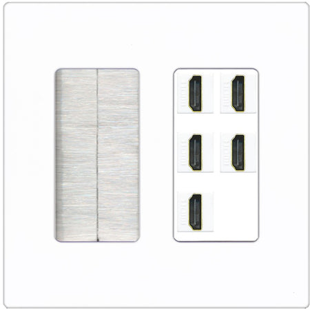 RiteAV 5 Port HDMI Wall Plate - Brush [Screwless White]