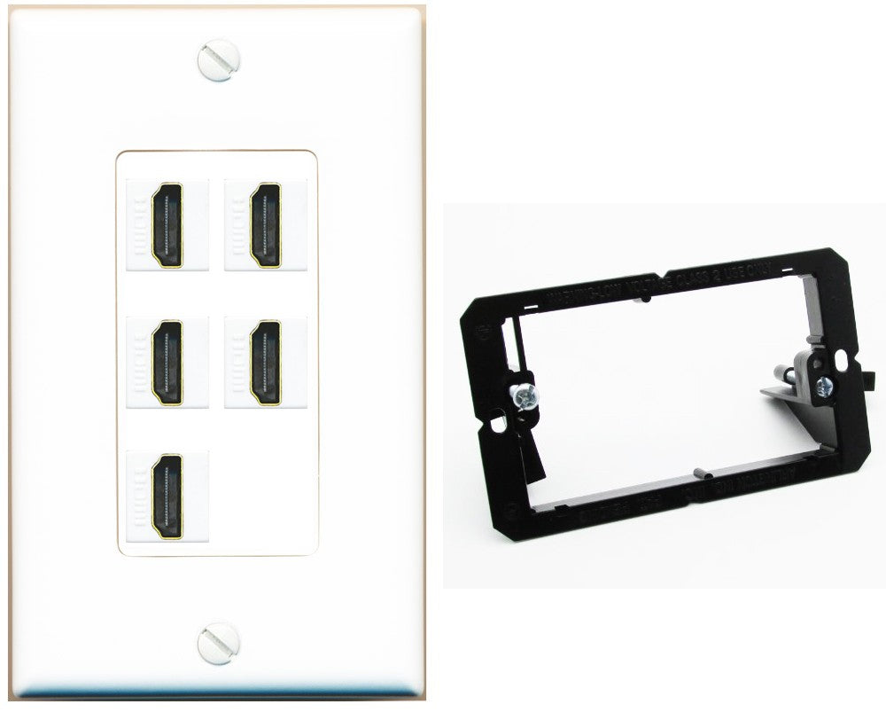 RiteAV 5 Port HDMI Wall Plate - Bracket [White]