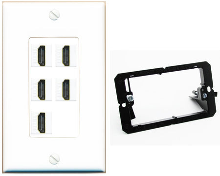 RiteAV 5 Port HDMI Wall Plate - Bracket [White]