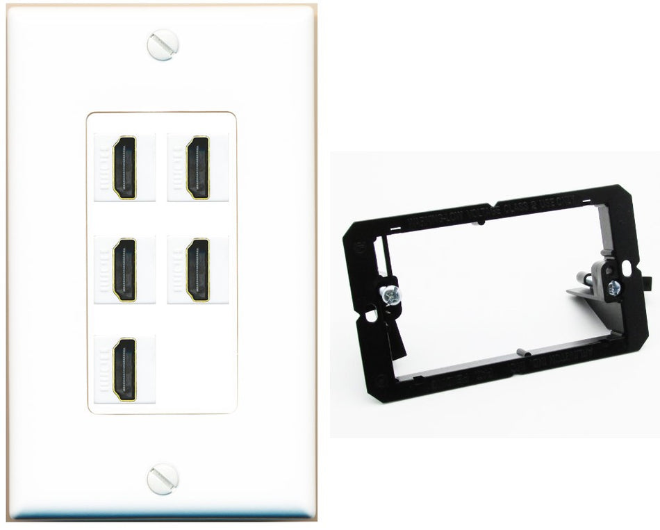 RiteAV 5 Port HDMI Wall Plate - Bracket [White]