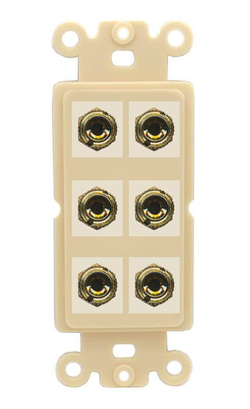 RiteAV 6 Banana 3 Speaker Surround Female Coupler Binding Post Wall Plate - Rocker [Ivory/Ivory]
