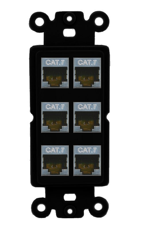 RiteAV 6 Port Cat7 Shielded Ethernet Wall Plate - Rocker [Black/Black]