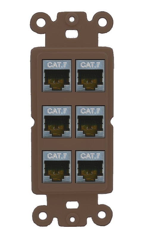 RiteAV 6 Port Cat7 Shielded Ethernet Wall Plate - Rocker [Brown/Brown]