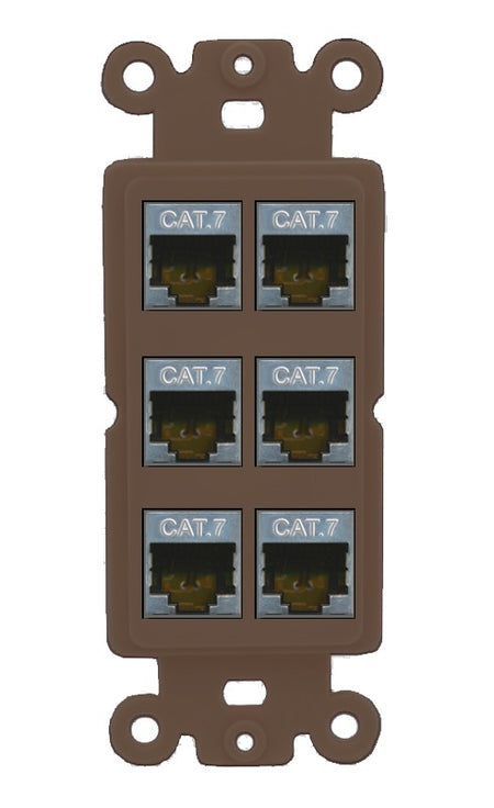 RiteAV 6 Port Cat7 Shielded Ethernet Wall Plate - Rocker [Brown/Brown]