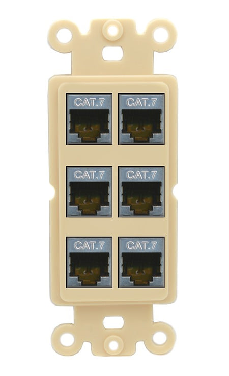 RiteAV 6 Port Cat7 Shielded Ethernet Wall Plate - Rocker [Ivory/Ivory]
