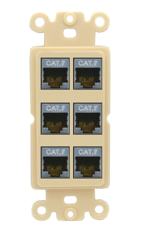 RiteAV 6 Port Cat7 Shielded Ethernet Wall Plate - Rocker [Ivory/Ivory]