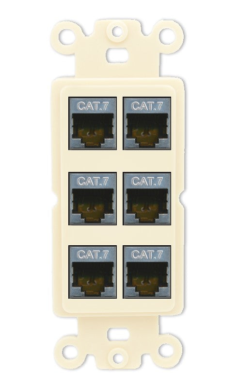 RiteAV 6 Port Cat7 Shielded Ethernet Wall Plate - Rocker [Light-Almond]