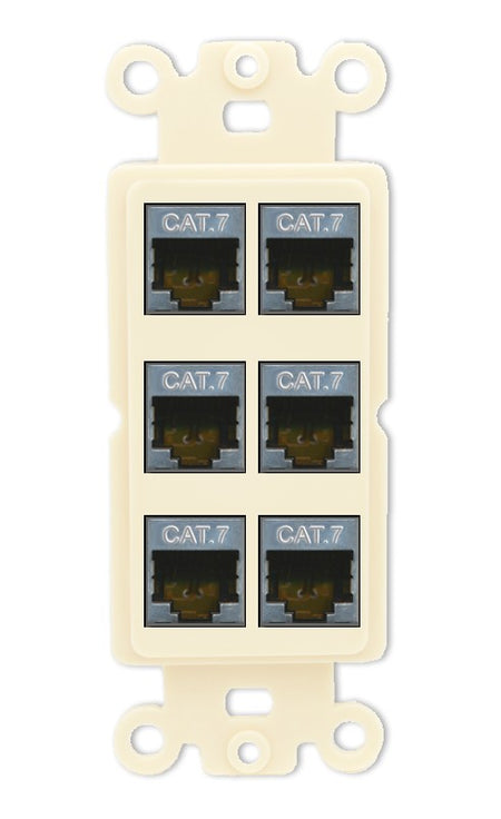 RiteAV 6 Port Cat7 Shielded Ethernet Wall Plate - Rocker [Light-Almond]