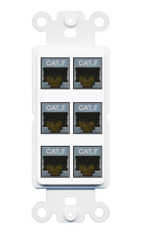 RiteAV 6 Port Cat7 Shielded Ethernet Wall Plate - Rocker [White]