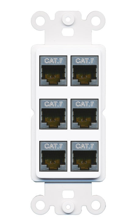RiteAV 6 Port Cat7 Shielded Ethernet Wall Plate - Rocker [White]
