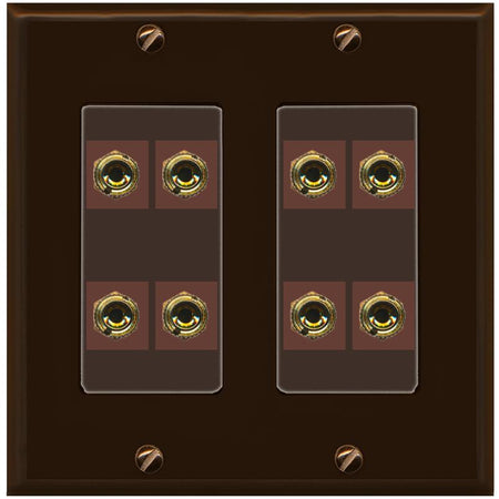 RiteAV 8 Banana 4 Speaker Surround 2 Gang Coupler Decorative Wall Plate - 2 Gang [Brown/Brown]