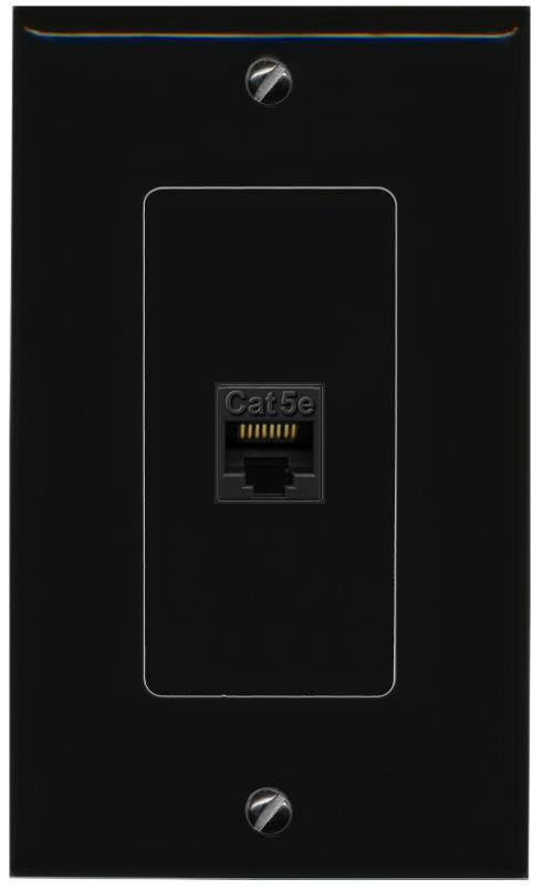 RiteAV 1 Gang Decorative 1 Port Cat5e Wall Plate - 1 Gang [Black/Black]