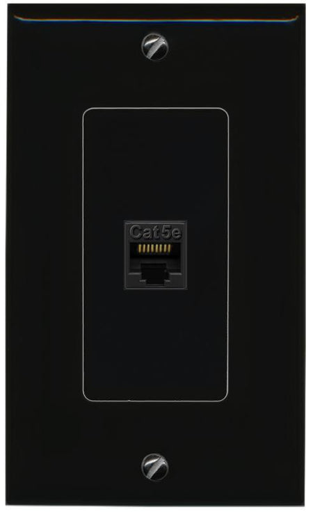 RiteAV 1 Gang Decorative 1 Port Cat5e Wall Plate - 1 Gang [Black/Black]